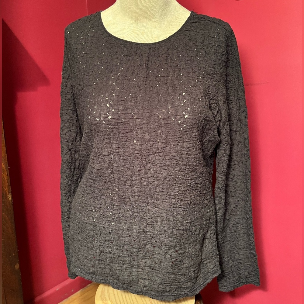 Black Cutout Long Sleeve Top Size Large